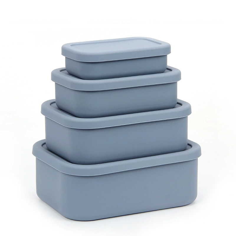 4PCS/Set Reusable Silicone Bento Box with Lid