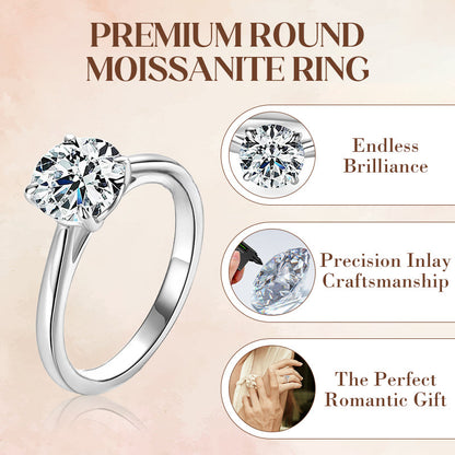 Women's Luxe-Style Premium Round Moissanite Ring
