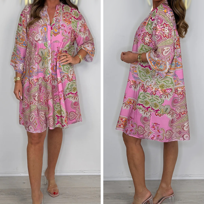Women's Paisley Print Pink Mini Dress