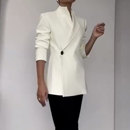 Fashionable Leader One Button Stand Collar Long Sleeve Blazer Jacket