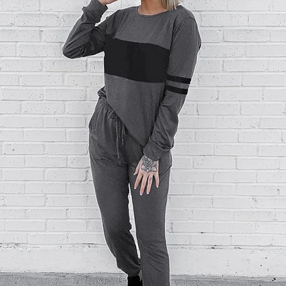 Women's Casual Color Blocking Tops ＆ Pants 2-Piece Set