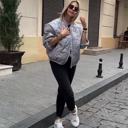 Women's Casual Quilted Oversized Jacket 🧥 – Lightweight Warmth, Slims Without Bulk for Daily Outings