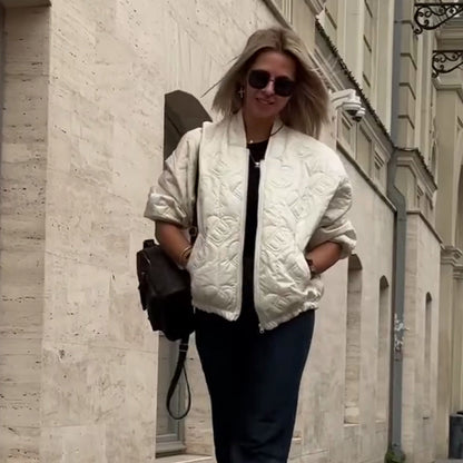 Women's Casual Quilted Oversized Jacket 🧥 – Lightweight Warmth, Slims Without Bulk for Daily Outings