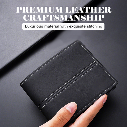Men's Short Business Soft Faux Leather Ultra-Thin Wallet
