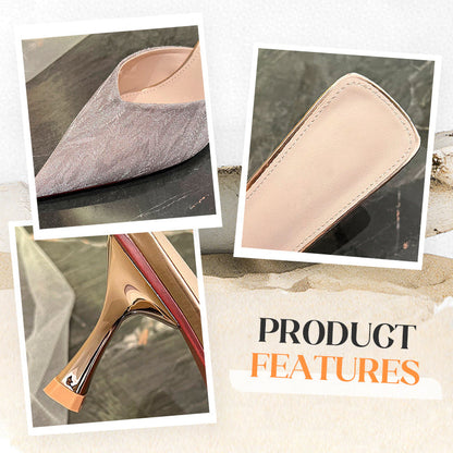 Glittering Pointed-Toe High Heel Sandals