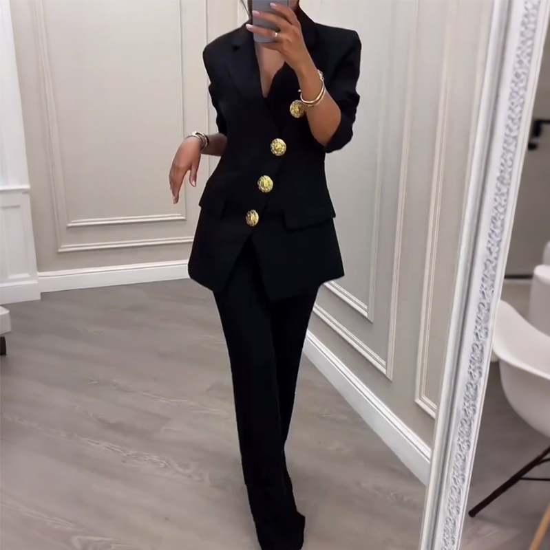 Women's Chic Black Blazer & Pants